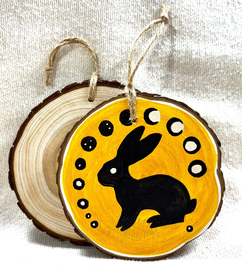 Yellow Rabbit Moon Ornament