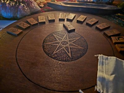 View of the fae divination set by candlelight.