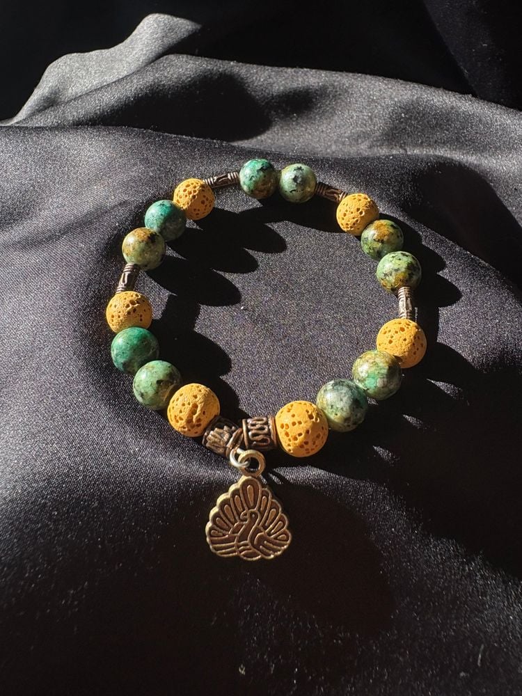 Diffuser Bracelet with Essential Oil Blend - Green tourmaline & Lava Stone - Small