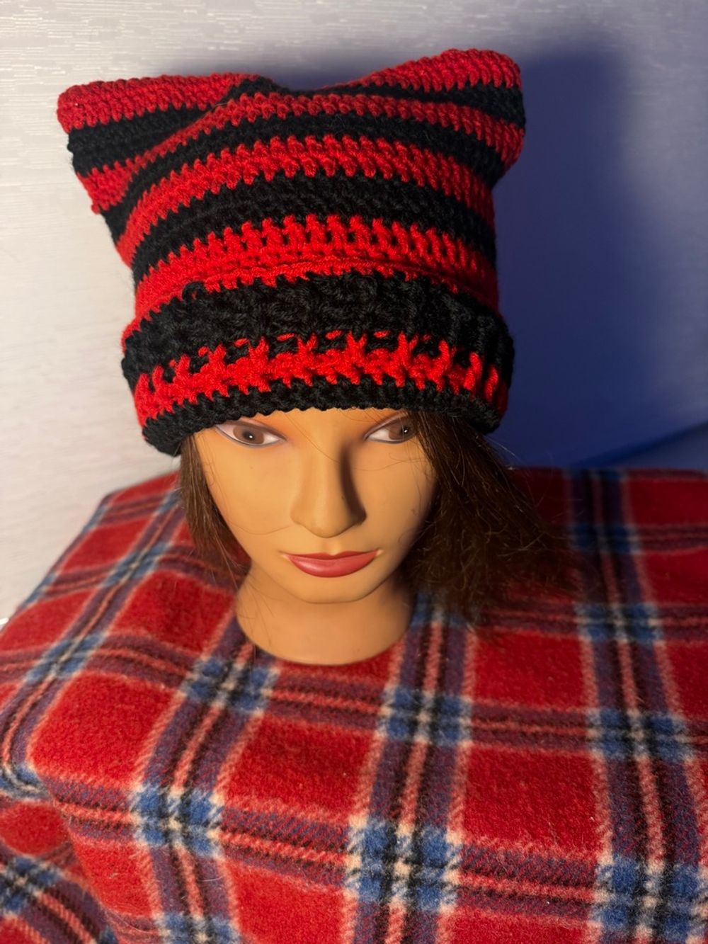 Red & Black Cat Beanie 