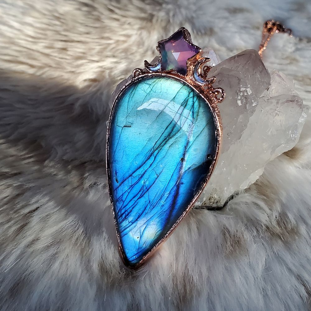 Stellar - Copper Electroformed Necklace with Labradorite and...