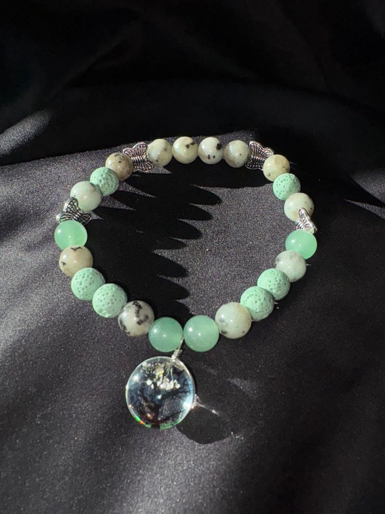 Diffuser Bracelet With Essential Oil Blend - Aventurine, Grey Jasper & Lava - Large