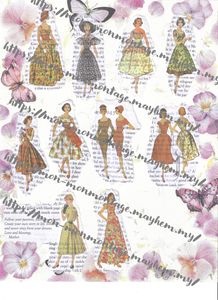 Collaged Ladies Butterflies and Flowers