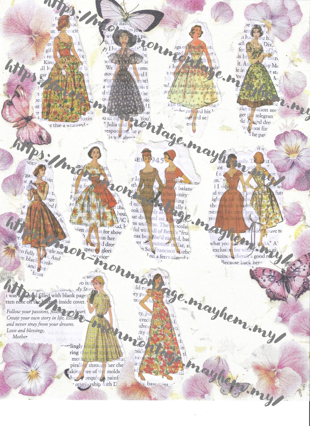 Girls in dresses on Flower Butterfly 3 pages
