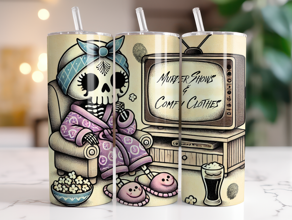 Comfy Clothes and Murder Shows Tumbler