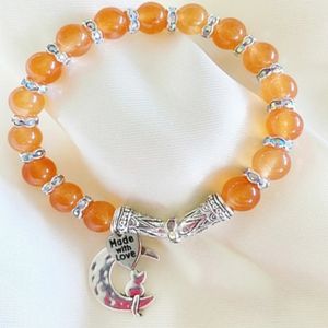 8" - Stretch Bracelet | Orange Jade