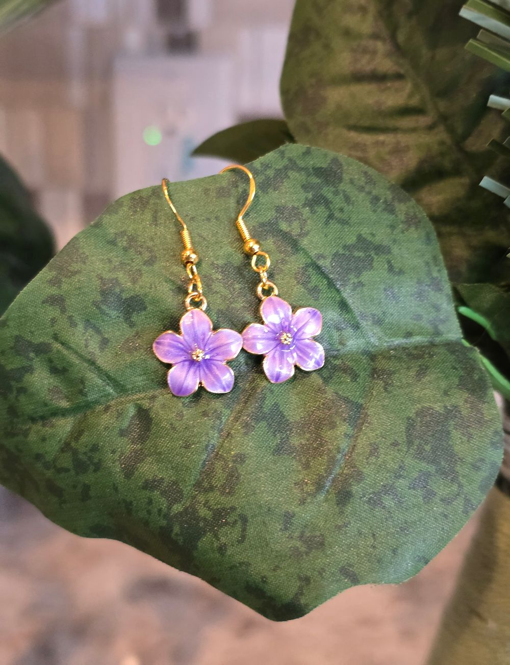 Purple Flower Earrings