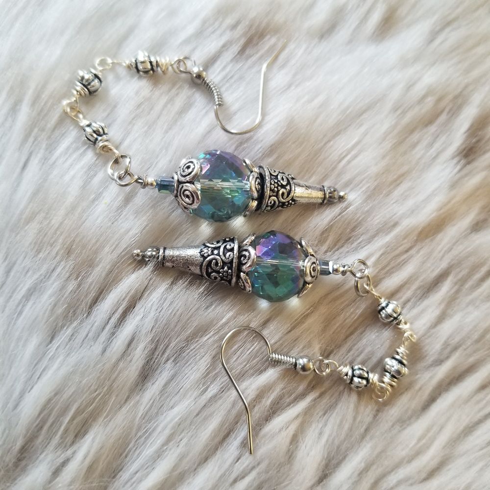 Faceted Crystal Pendulum Earrings