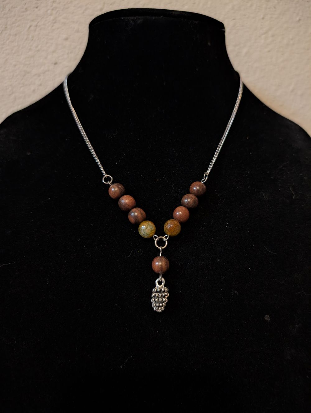 Pinecone charm necklace