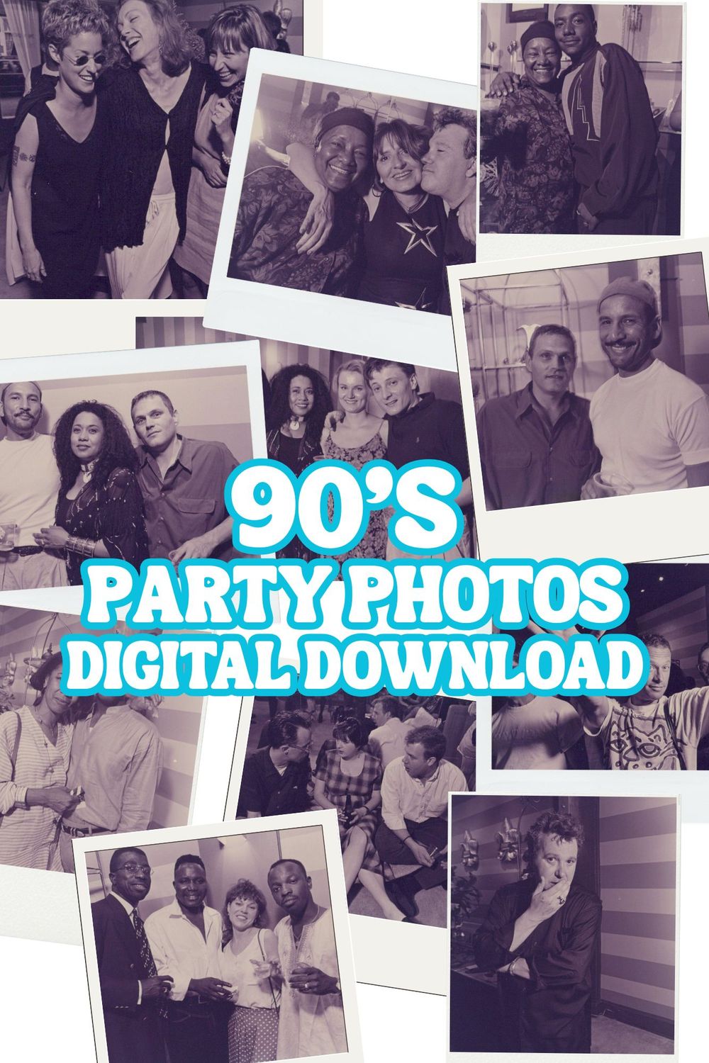 Vintage 90's Party Photos Digital Download | 26 Black and White Photos