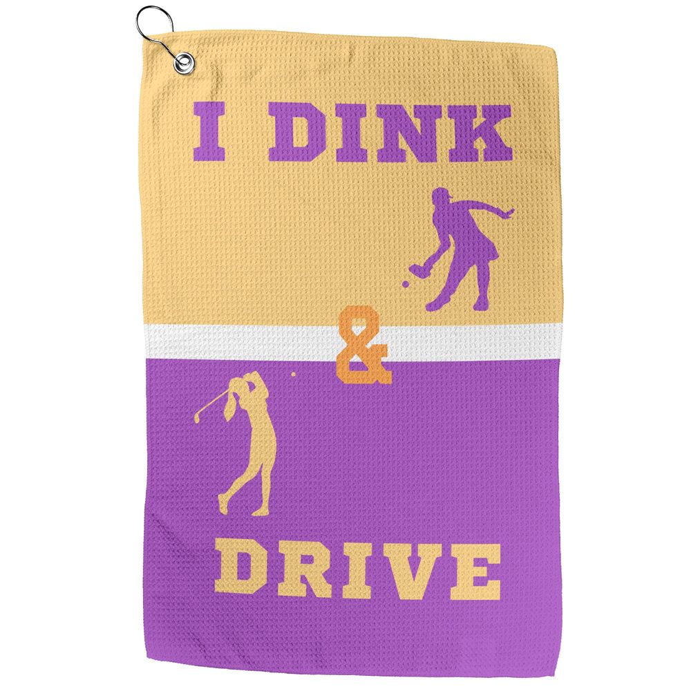 I Dink & Drive - Lady's Golf Towel (Peach & Magenta)