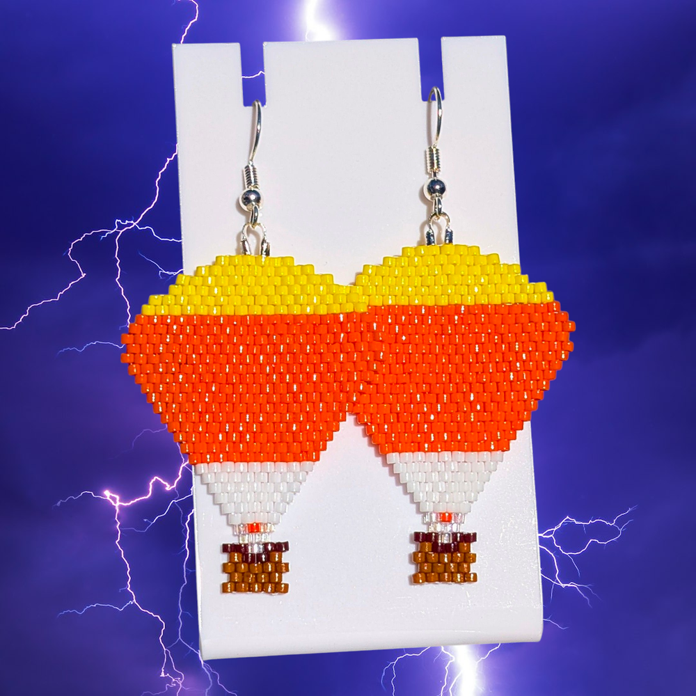 Candy Corn Balloon Beaded Earrings 