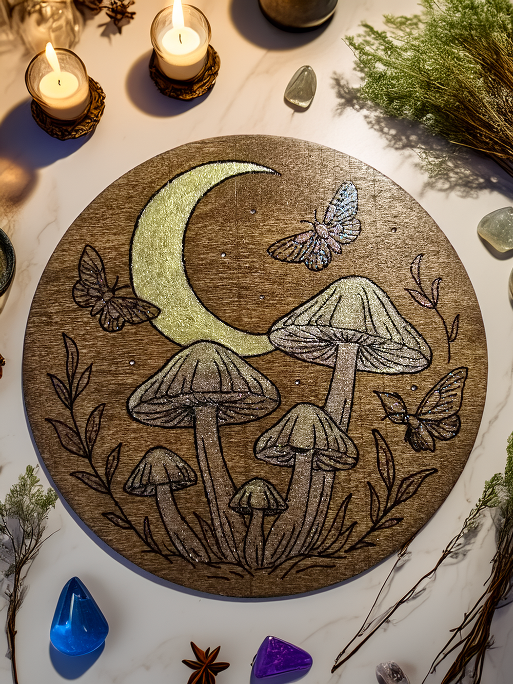 Moonlit Mushroom Grove Altar Tile