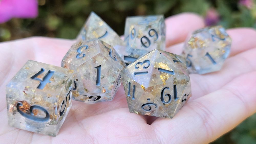 Autumn Storm polyhedral dice set of 7