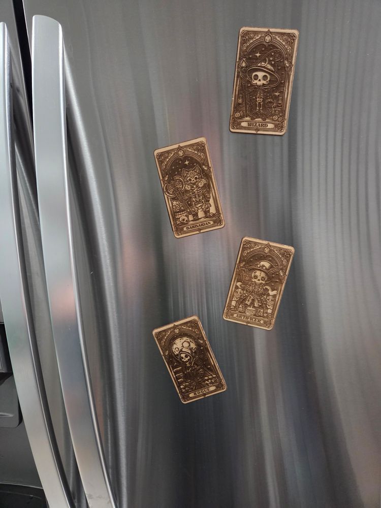 D&D Class Tarot Cards Magnets– 14 Dungeons & Dragons Classes | Laser Engraved Wood Bookmarks| RPG Gift for Players and DMs