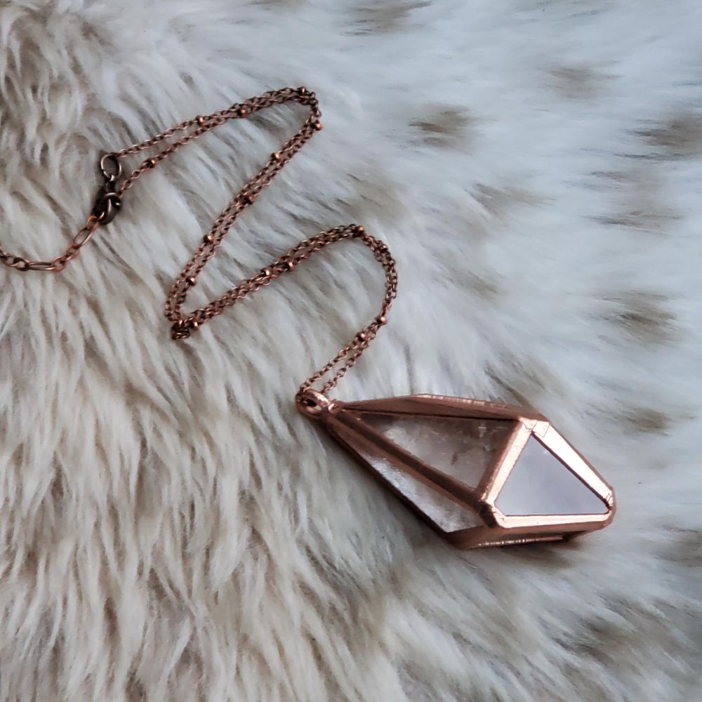 Prismatic Power - Clear Brazilian Quartz Freeform Pendant Ne...