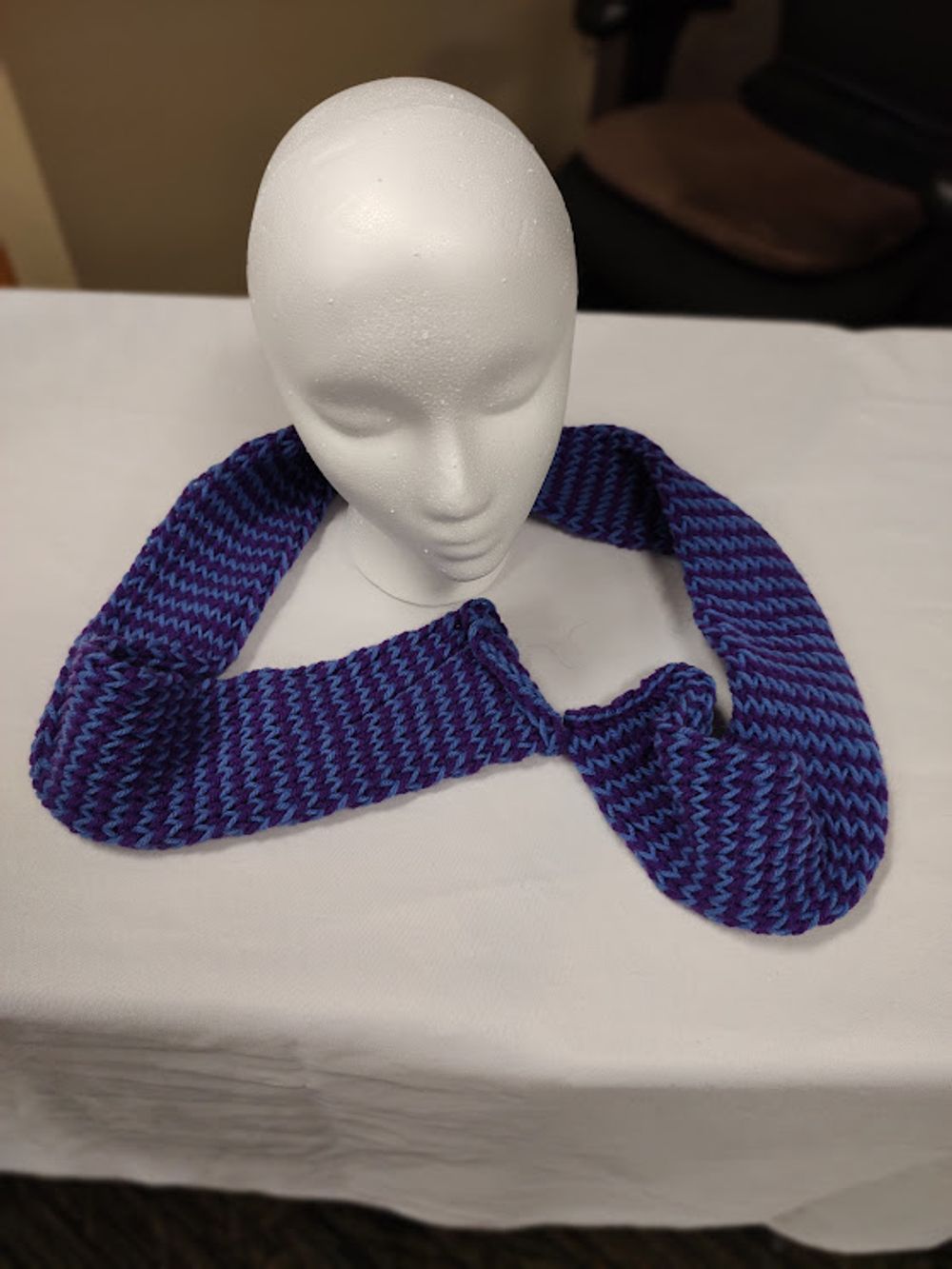 Handmade Blue & Purple Striped Tube Scarf