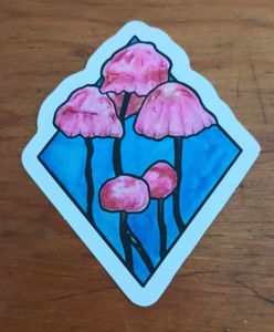 Rosy Parachute Mushroom Sticker