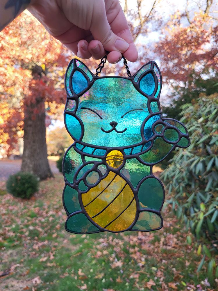 Lucky Cat Stained Glass