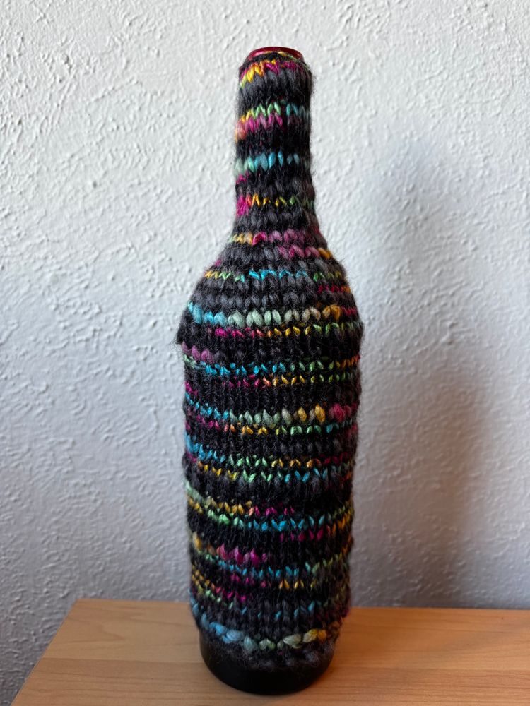 Hand-Knitted Wine Bottle Sweater
