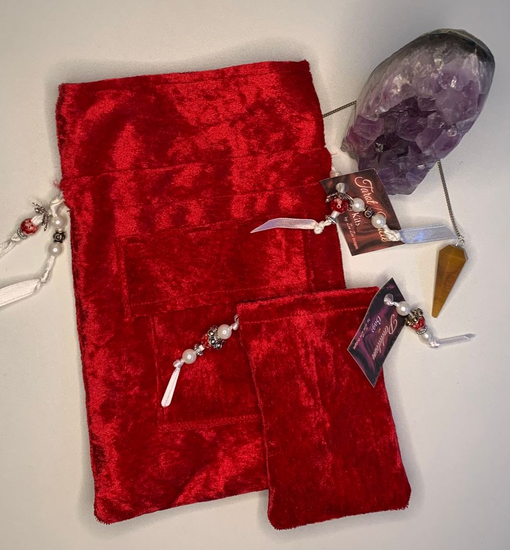 Red Velvet Tarot/Oracle and Pendulum Bag Set