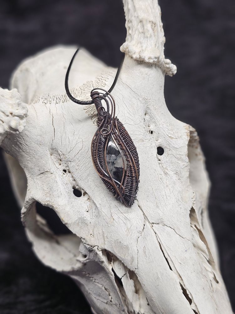 Tourmaline quartz copper wire wrapped crystal necklace 