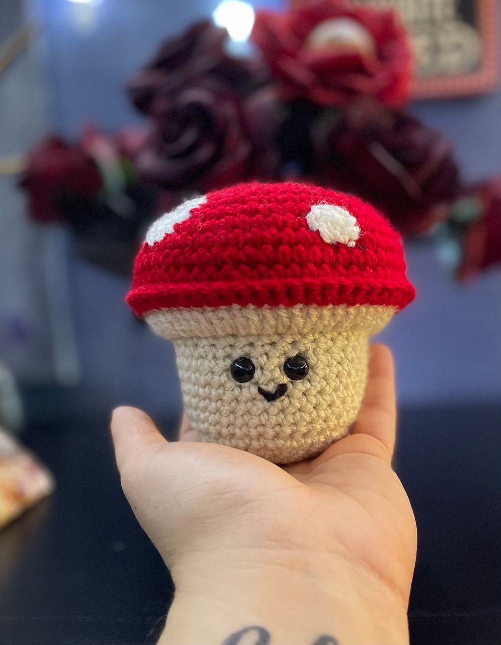 Crochet Mushroom with amethyst