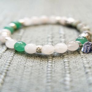 7" - Green aventine, sesame jasper, and Angola quartz with base metal spacers