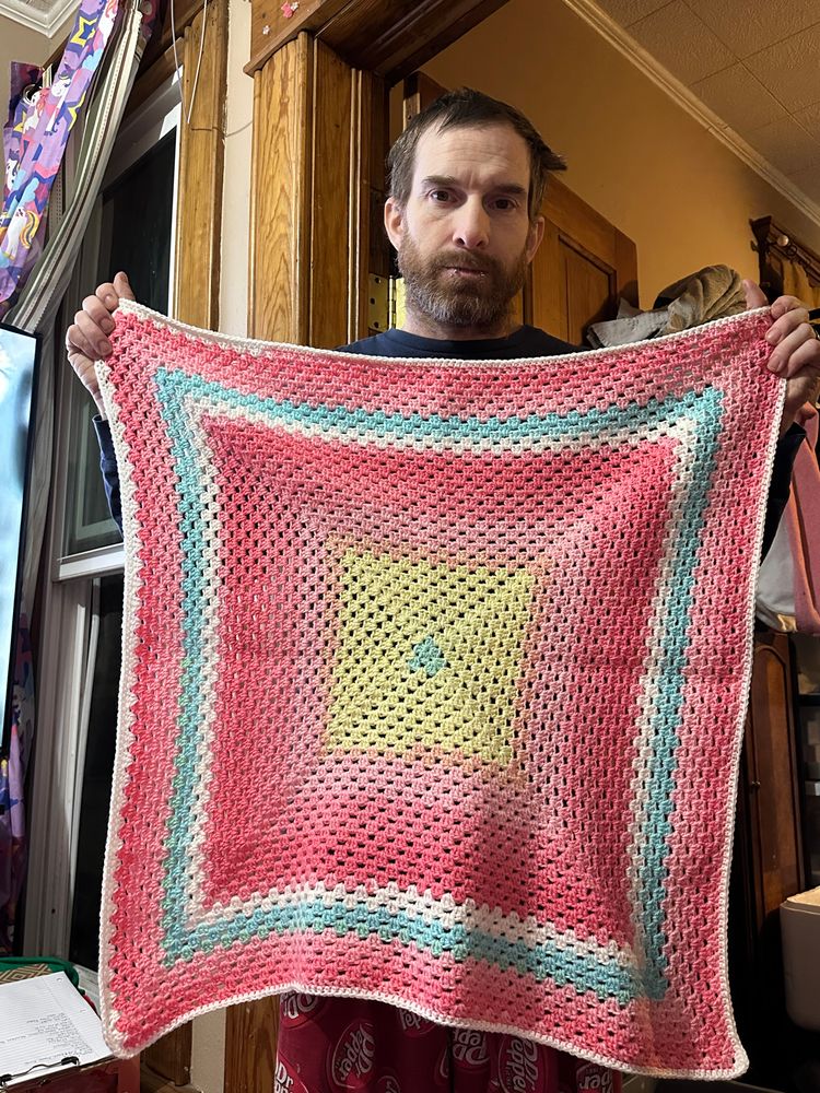 Colorful crochet baby blanket 