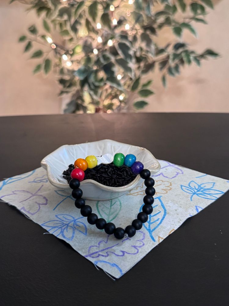   Rainbow Christain Fish Bead Bracelet.