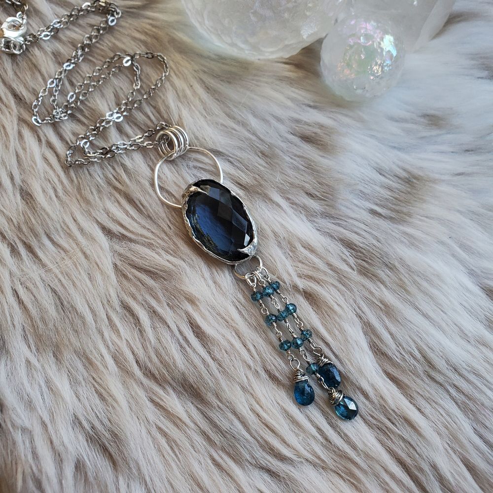 London Calling - Silver Soft Solder Necklace with faceted cr...