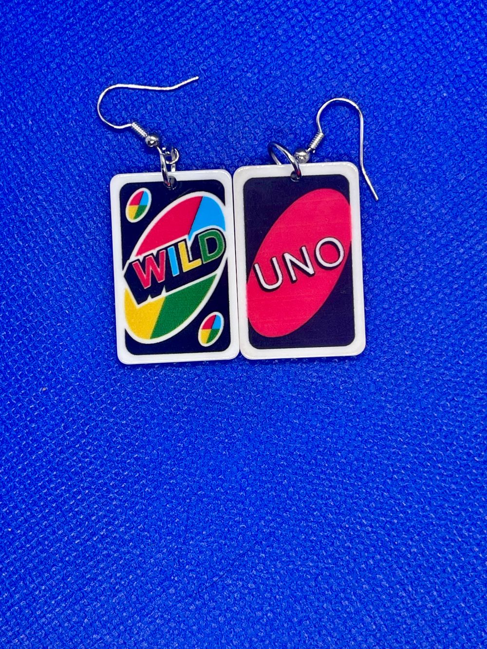 Uno card earrings 
