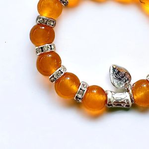 7" - Stretch Bracelet | Orange Jade