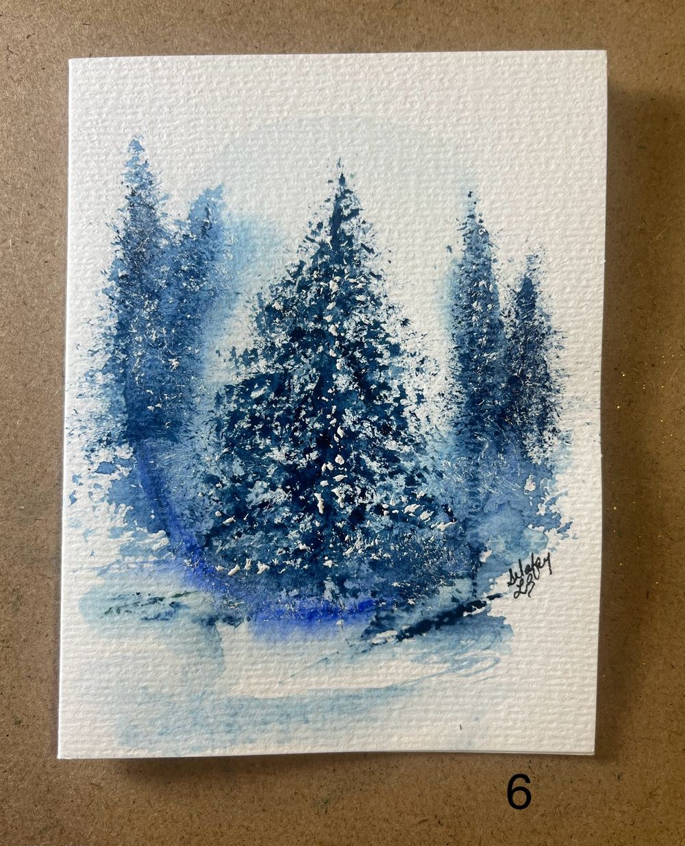 Holiday Card Tree #6 - ORIGINAL watercolor painting 