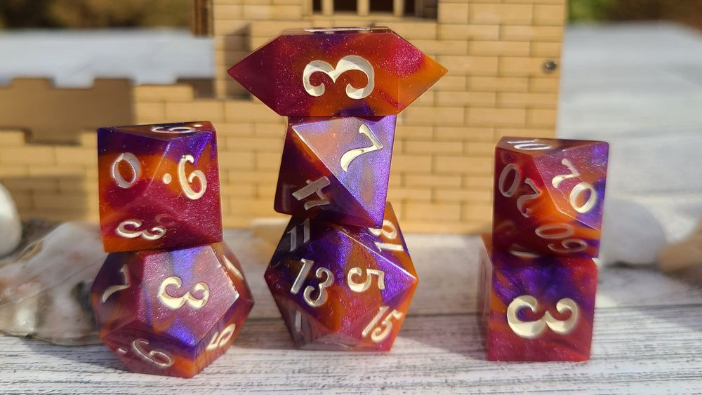 Sherbet Swirl polyhedral dice set of 7 dnd/ttrpg/role play