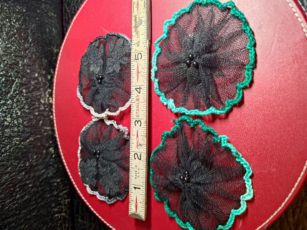 Vintage tulle and crochet hair clips