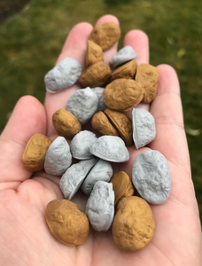 A mixture of gold and silver ore resource tokens