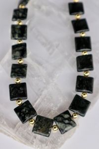 The picasso serpentine pillow beads on the Morenne Necklace