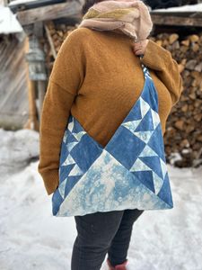 Another photo of me wearing the bag, cross body style 