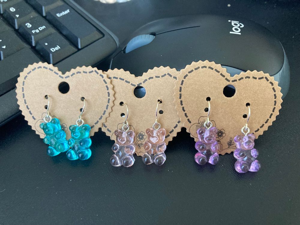 Hypoallergenic dangle earrings - gummy bears, kawaii