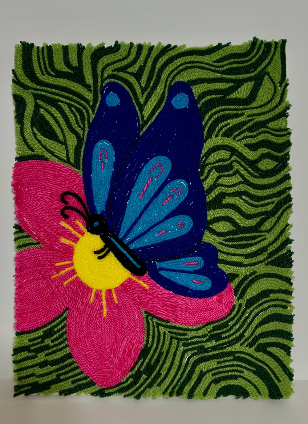 Blue Butterfly Yarn Art