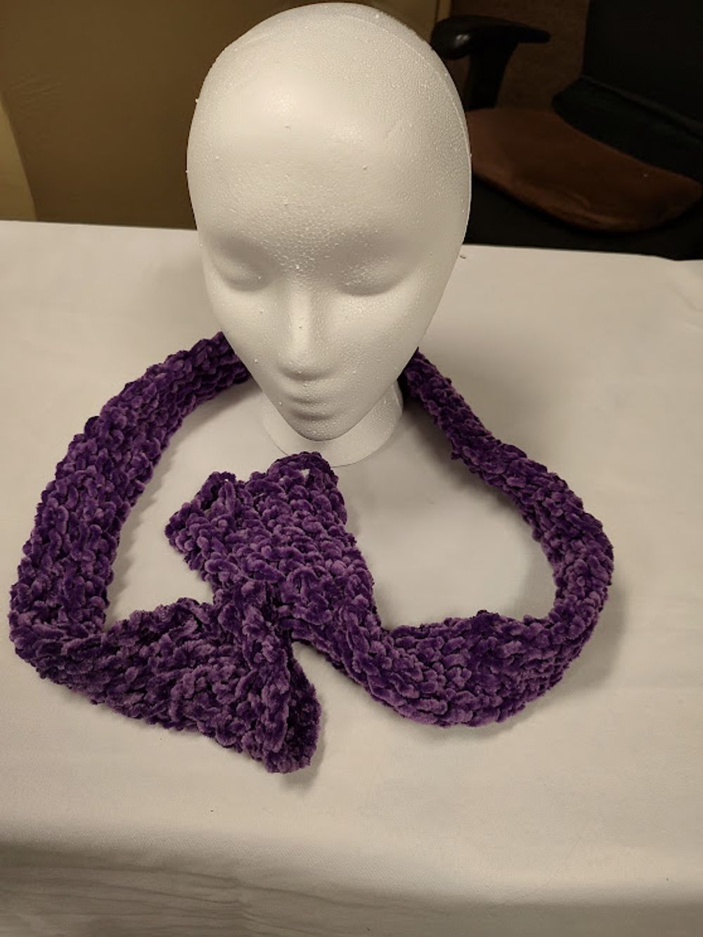 Handmade Dark Amethyst Chenille Tube Scarf