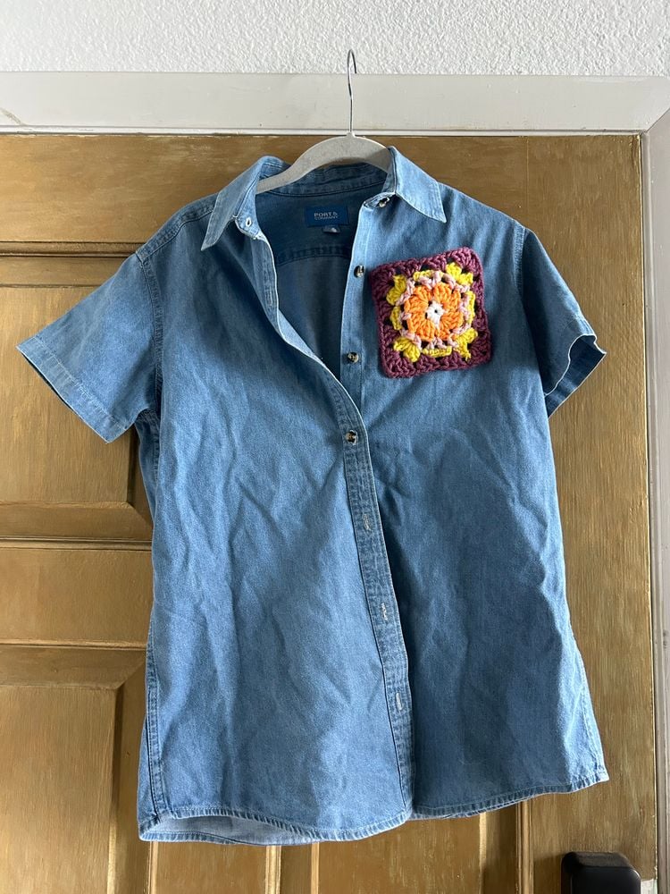 Denim and crochet shirt 