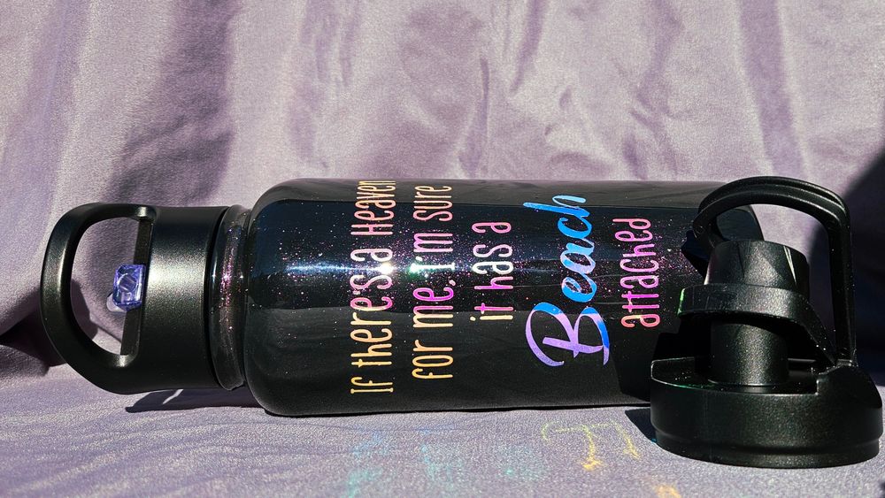 Heaven is a Beach 32oz water bottle, Jimmy Buffett in memori...