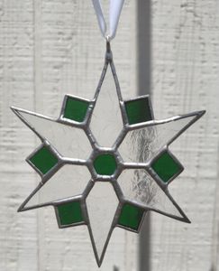 Green and Clear Jack Frost (Gluechip) Glass