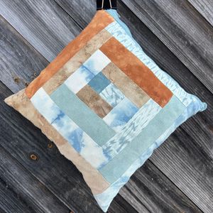 Raw Silk Log Cabin Indigo heavy