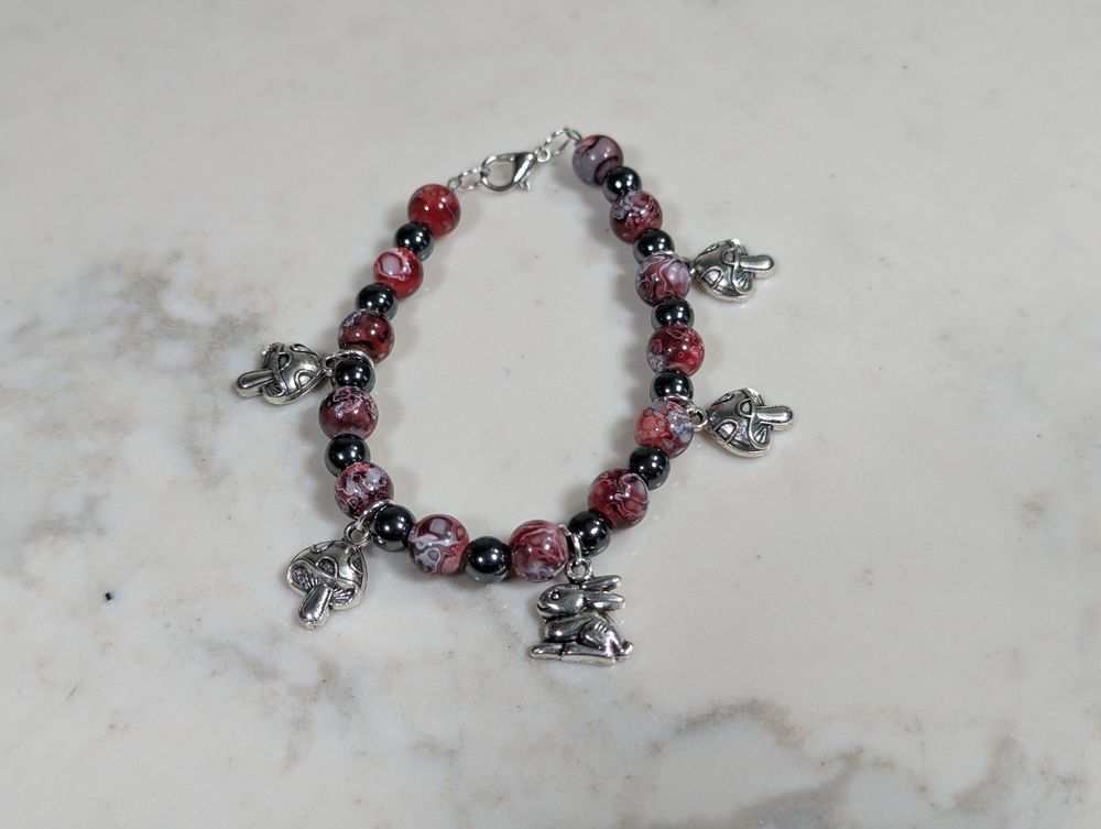 Mushroom and Bunny Charm Bracelet 