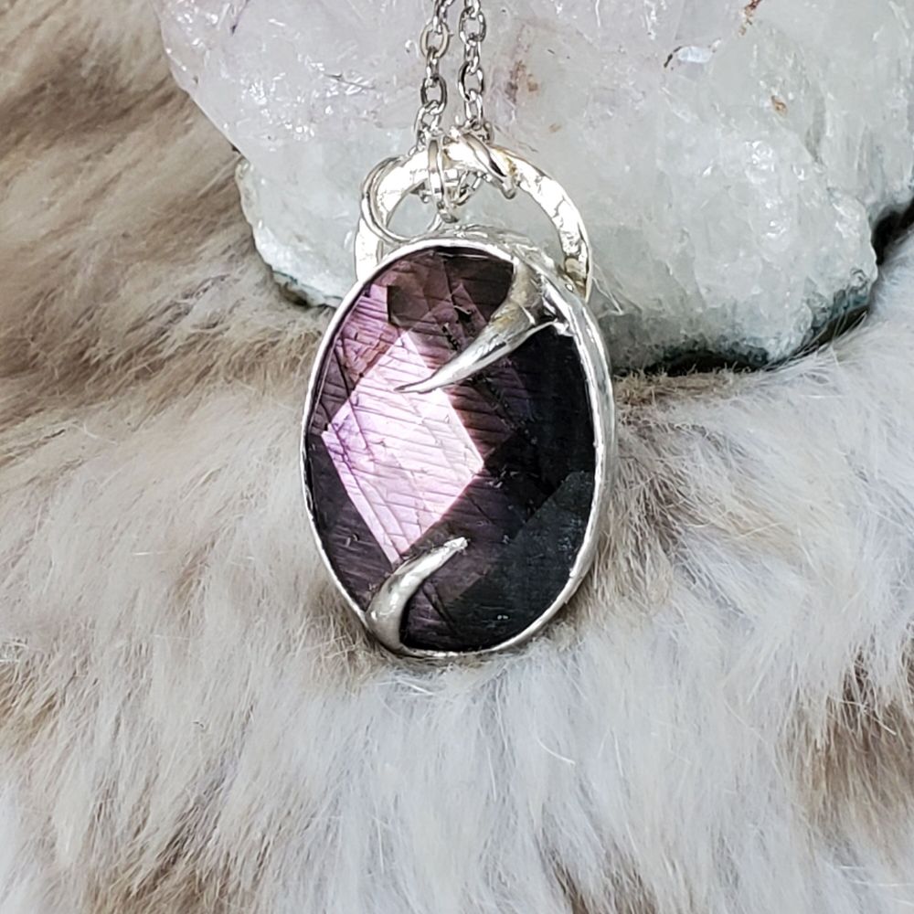 Maelstrom - Silver Soft Solder Necklace with Faceted Purple ...