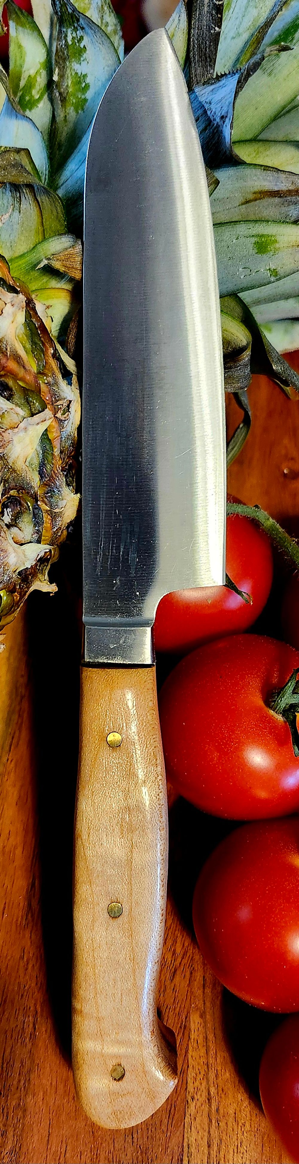 Santoku Knife with Quilted Maple Handles 