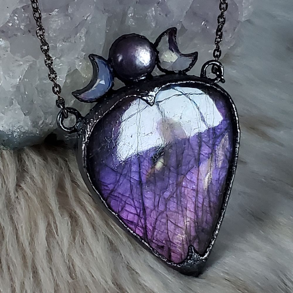 Regal Xishlon Moon - Purple Labradorite Necklace